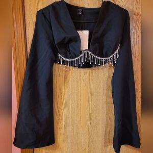 Shein Rhinestone Fringe Top